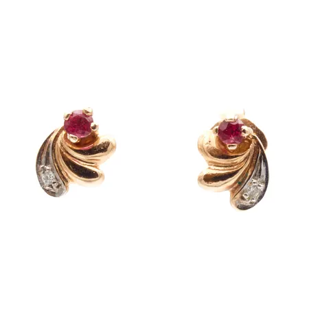 Kivikorvakorut timanteilla 2xn.0.005ct, korkeus 8,5mm, 585br,  Paino: 1,2 g