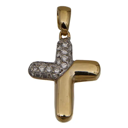 Timanttiristiriipus 23xn0.02ct, korkeus 32mm, 750 kelta- ja valkokulta, Paino: 4,7 g