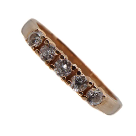 Timanttisormus 5xn.0.08ct, runko vääntynyt, koko 18, 585br, Paino: 2,9 g