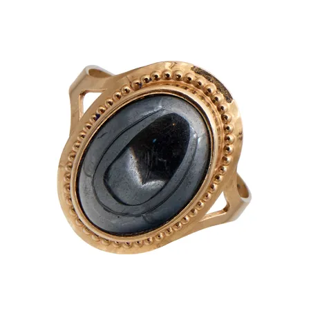 Hematiittisormus, koko 17½, 585br,  Paino: 3,2 g