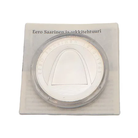 Juhlaraha, Eero Saarinen ja arkkitehtuuri, 2010, nimellisarvo 10 euroa, aitoustodistus, 925, Paino: 25,5 g