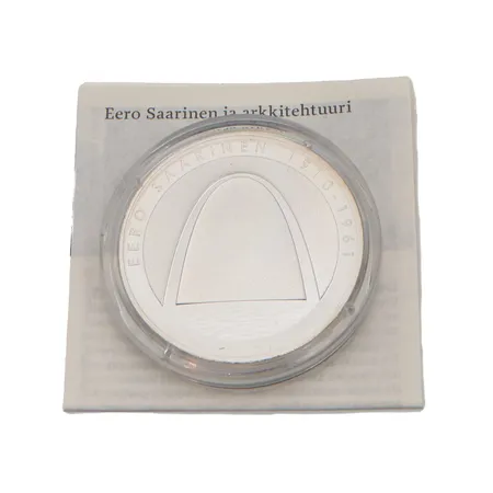 Juhlaraha, Eero Saarinen ja arkkitehtuuri, 2010, nimellisarvo 10 euroa, aitoustodistus, 925, Paino: 25,5 g