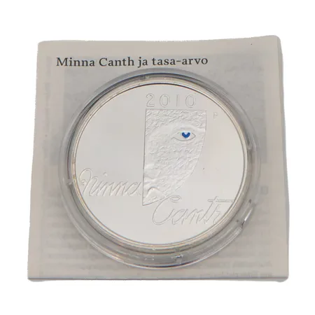Juhltaraha, Minna Canth ja tasa-arvo, 2010, nimellisarvo 10 euroa, aitoustoidistus, 925, Paino: 25,5 g