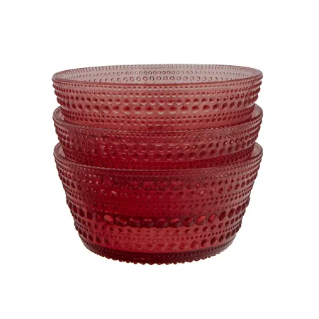 Kolme kulhoa, Kastehelmi, Iittala, Ø110mm, lohenpunainen