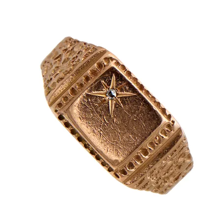 Kantasormus timantilla 1xn.0.005ct, runko hieman vääntynyt, koko 20½, 585, Paino: 7,5 g