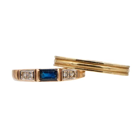 Kaksi viallista sormusta 4xn.0.005ct, Paino: 4,2 g