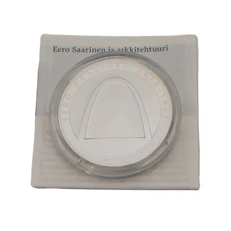Juhlaraha, Eero Saarinen ja arkkitehtuuri, 2010, nimellisarvo 10 euroa, aitoustodistus, 925, Paino: 25,5 g