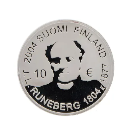 Juhlaraha, Johan Ludvig Runeberg, 1804-1877, nimellisarvo 10, 925, Paino: 27,6 g