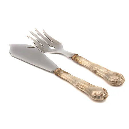 Kakkuhaarukka ja -veitsi, Chippendale, pituus 210mm ja 230mm, 830br, Paino: 141,7 g
