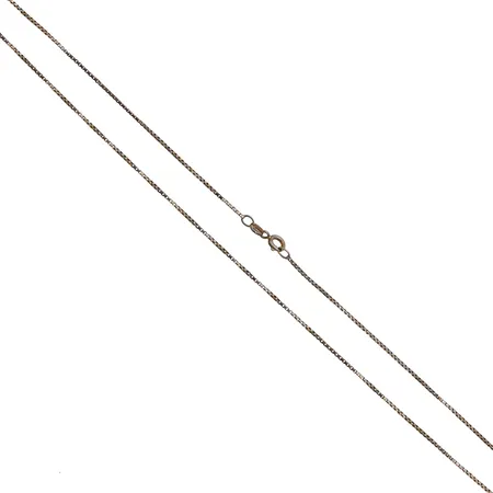 Venetsia-kaulaketju, pituus 47,5cm, ketjussa vääntymiä, 585 valkokulta, Paino: 3,3 g