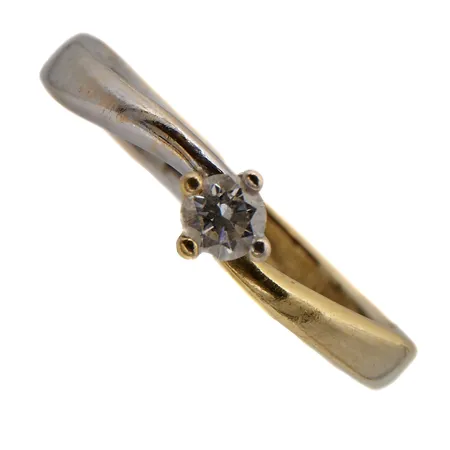 Timanttisormus 1xn0.15ct, koko 16½, 750 kelta- ja valkokulta, Paino: 3,6 g