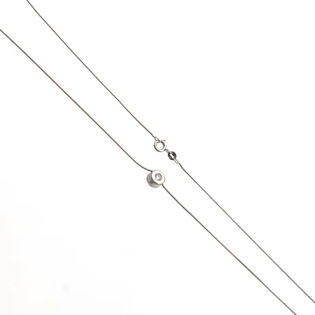 Timanttikaulakoru 1xn.0.10ct, pituus 45cm, 585 valkokulta,  Paino: 2,9 g