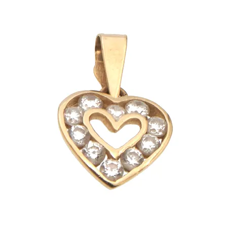 Sydän-riipus kivillä, korkeus 17mm, 585br,  Paino: 1,1 g