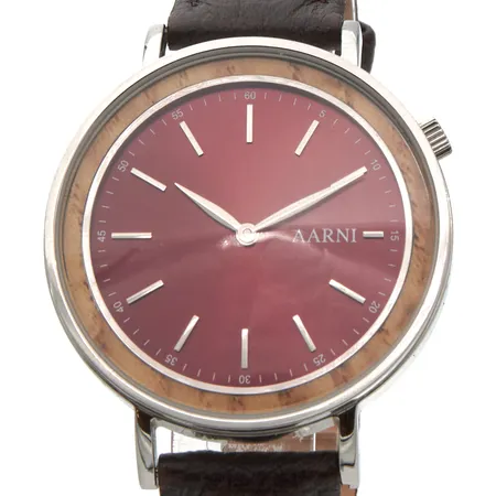 Teräsrannekello Aarni Olive, quartz, rungon Ø36.5mm, nahkarannekkeen pituus 155-205mm, laatikko