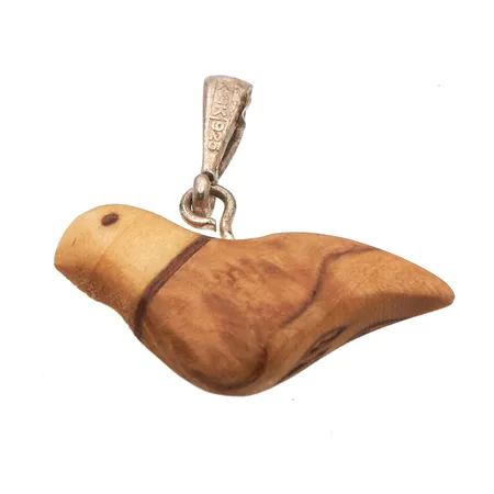 Lintu-riipus, korkeus 21mm, puuta ja hopeaa, 925br,  Paino: 0,7 g