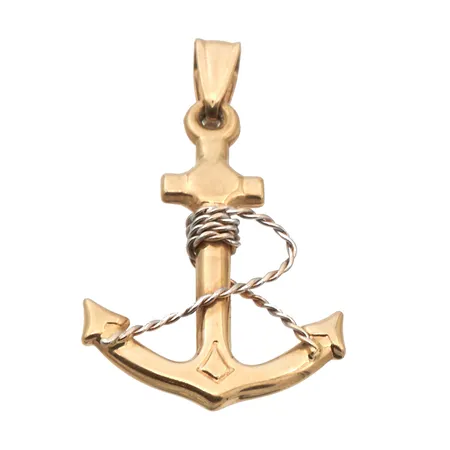 Ankkuri-riipus, korkeus 32mm, 585 valko- ja keltakulta,  Paino: 1,5 g