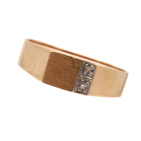 Timanttisormus 2xn.0.01ct, koko 20½, tekijänleima RO (Top Gold Oy), vuodelta 1997, käytön jälkiä, 585br, Paino: 4 g