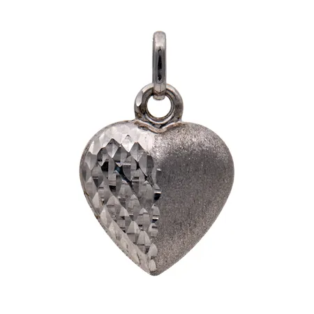 Sydän-riipus, korkeus 20mm, 585 valkokulta, Paino: 0,7 g