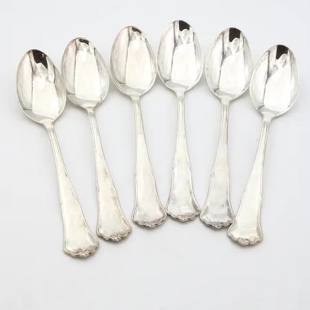 Kuusi kahvilusikkaa, Chippendale, pituus 118mm, 830,  Paino: 81 g