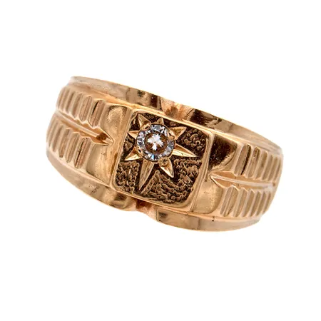 Timanttisormus 1xn.0.12ct, koko 19½, tekijänleima IG (Igorin Kulta), vuodelta 1989, 585br, Paino: 9,1 g