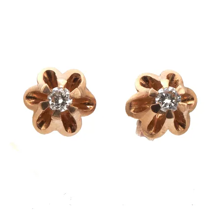 Timanttikorvakorut 2xn.0.04ct, korkeus 6.2mm, 585,  Paino: 1,4 g