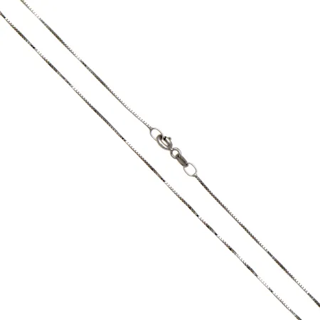 Venetsia-kaulaketju pituus 50,5cm, leveys 0,7mm, 585 valkokulta,  Paino: 1,6 g