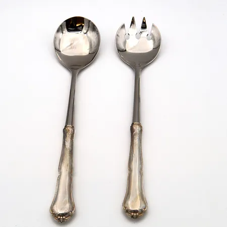 Salaaattiottimet, Chippendale, pituus 258mm, kaiverrettu, 830br, Paino: 136,5 g