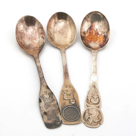 Kolme kummilusikkaa, kaiverrettu, pituus 138-142mm, 830,  Paino: 82,6 g