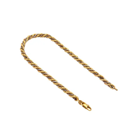 Cordell-ranneketju, pituus 220mm, leveys 4mm, Italian ja Suomen leimat, 585 kelta- ja valkokultaa, Paino: 9 g