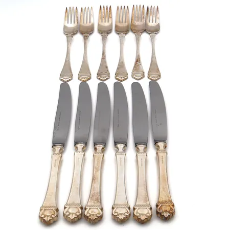 12-osainen aterinsetti, pituus 170-212mm, Kultakeskus Oy, 830br, Paino: 632 g