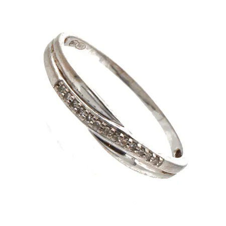 Timanttisormus 13xn.0.005ct, koko 19, 585 valkokulta,  Paino: 1,6 g