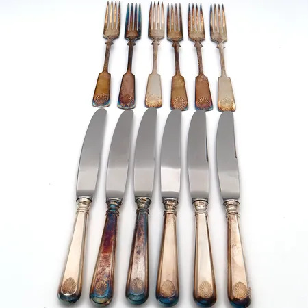 12-osainen aterinsetti, Musla, pituus 176-207mm, Kultakeskus, 830br, Paino: 597,6 g