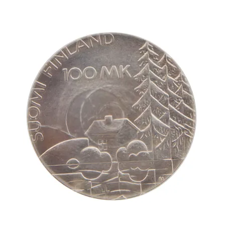 Juhlaraha, Sotainvalidien Veljesliitto 50 vuotta, 1990, nimellisarvo 100mk, 830, Paino: 24,7 g