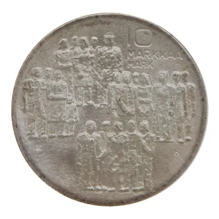 Juhlaraha, Itsenäinen Suomi 60 vuotta, nimellisarvo 10mk, 1917-1977, 500, Paino: 21,6 g