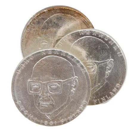 Kolme juhlarahaa, Urho Kekkonen 1981, nimellisarvo 50mk, 500, Paino: 60,3 g