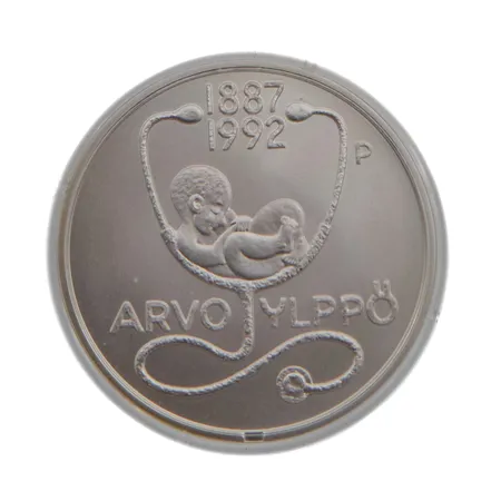 Hopeinen juhlaraha, Arvo Ylppö ja lääketiede, 10 euroa, 925,  Paino: 38,6 g