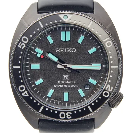 Teräsrannekello Seiko Prospex Limited Edition, Ø 40mm, 0616/4500, SBDC183, ref. 6R35-02E0, musta kumiranneke, rannekkeen metalliosissa kulumaa.