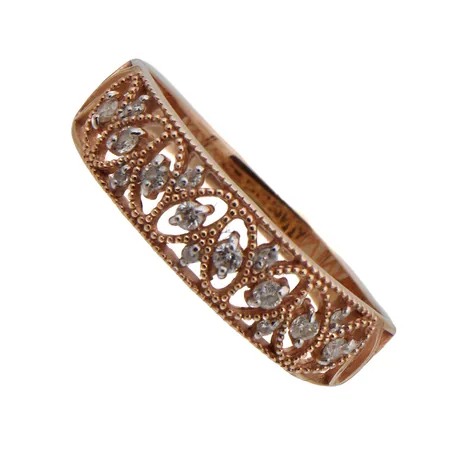 Timanttisormus 7xn.0.005ct ja 8xn0.01ct, koko 18, rungossa pientä vääntymää, 585br, Paino: 1,7 g