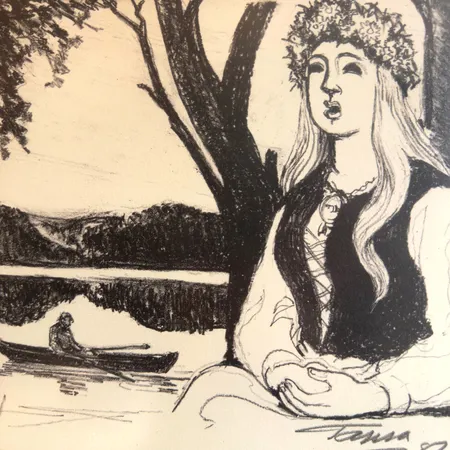 Kivipiirros Tapio Tapiovaara, Kansanlaulu, mitat ilman kehystä 35x25cm, signeeraus Tapsa -82, taulussa kaiverrettu hopealaatta 5x2cm 830. Ei lähetetä