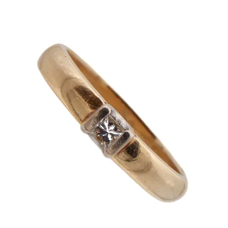 Timanttisormus 1xn.0.12ct, käytön jälkiä, 750br, Paino: 4,6 g