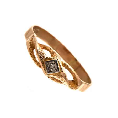 Timanttisormus 1xn.0.005ct, koko 19, 585 kelta- ja valkokulta, Paino: 2 g