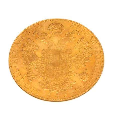 Kultaraha Frans Josef I, 4 dukaattia, Itävalta-Unkari, 1915, 986, Paino: 14 g