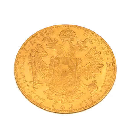 Kultaraha Frans Josef I, 4 dukaattia, Itävalta-Unkari, 1915, 986, Paino: 14 g