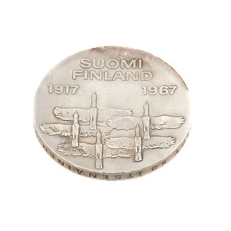 Juhlaraha, 10 markkaa, Itsenäinen Suomi 50 vuotta 1917-1967, Suomi, 900, Paino: 24 g
