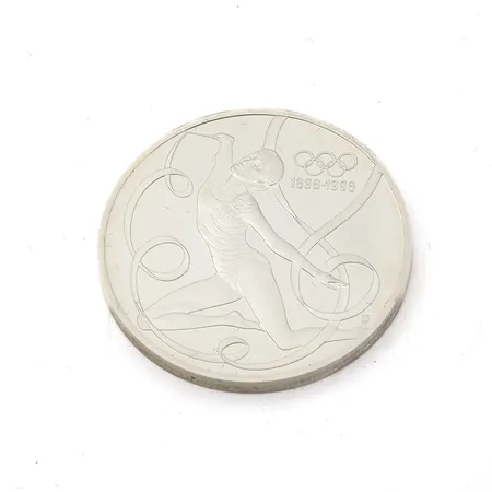 Olympiaraha, 100th Anniversary of the Olympics, The Rhythmic Gymnast, nimellisarvo 200 Schilling, 925, Paino: 33,8 g
