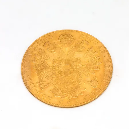 Kultaraha Frans Josef I, 4 dukaattia, Itävalta-Unkari, 1915, 986, Paino: 14 g