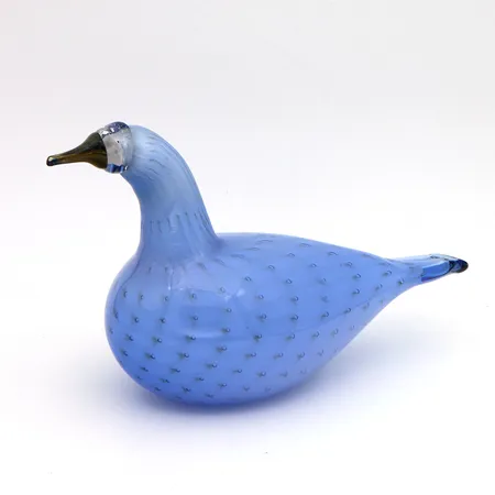 Lasilintu, Grey Grebe (Harmaa Uikku), sig, Oiva Toikka Nuutajärvi 27/200, vaaleansininen, mitat 130x220mm