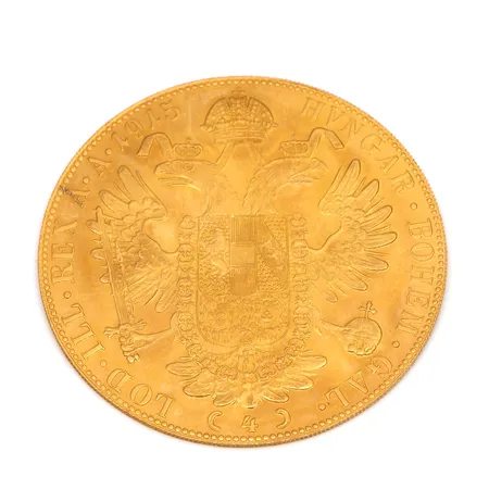 Kultaraha Frans Josef I, 4 dukaattia, Itävalta-Unkari, 1915, 986, Paino: 14 g