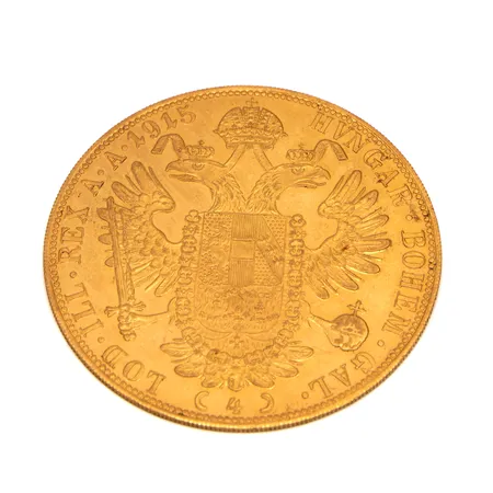 Kultaraha Frans Josef I, 4 dukaattia, Itävalta-Unkari, 1915, 986, Paino: 14 g
