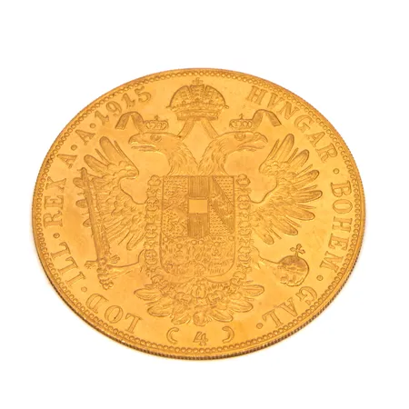 Kultaraha Frans Josef I, 4 dukaattia, Itävalta-Unkari, 1915, 986, Paino: 14 g